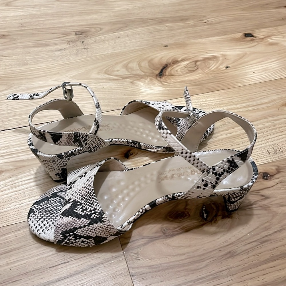 Low heel dress snake print strappy sandal